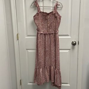 Mauve Smocked Plus Midi Dress